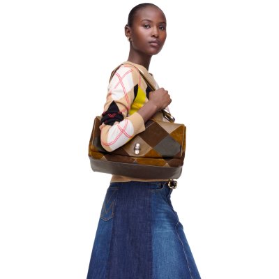 THE SUEDE PATCHWORK LARGE DUAL BAG